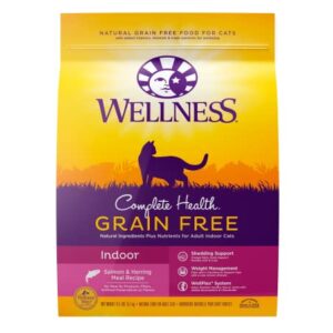 Wellness Natural Pet Food Complete Health Natural Grain Free Salmon & Herring Indoor Dry Cat Food, 11.5 Pound Bag