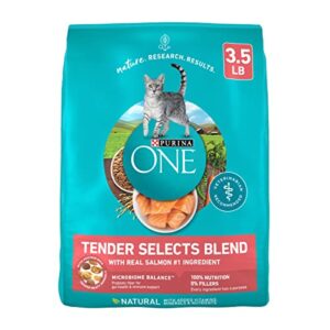 Purina ONE Natural Dry Cat Food, Tender Selects Blend With Real Salmon - 3.5 lb. Bag