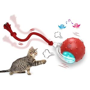 Giociv Interactive Cat Toys Ball for Indoor Cats Fast Rolling on Carpet, Chirping & Motion Activate Cat Toys (Red)