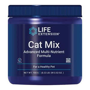 Life Extension Cat Mix – For Heart, Kidney & Pancreatic Function + Gut Health –with Vitamins & Essential Nutrients - Formula For Kitty - Gluten-Free, Non-GMO – Net Wt.100 Grams (85 Servings)