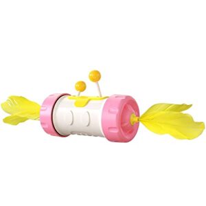 YIRENZUI Funny Cat Toy Funny Tumbler Balanced Wheel Rotatable Cat Toys with Feather Stick Ball Toy Pet Products Supplies Stimulate The Cat's Curiosity (Color : Pink )