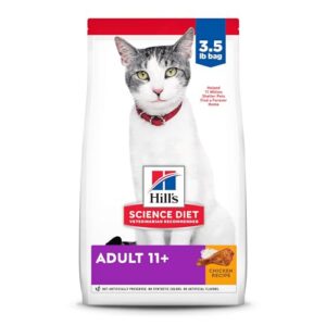 Hill's Science Diet Adult 11+, Senior Adult 11+ Premium Nutrition, Dry Cat Food, Chicken Recipe, 3.5 lb Bag