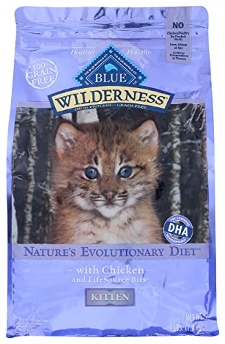 Blue Buffalo Wilderness Grain Free with Chicken Kitten Premium Dry Cat Food, Natural, Meat First Ingredient, 4 Pound (Pack of 4)