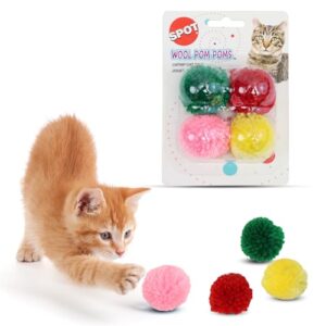 Ethical Wool Pom Poms with Catnip Cat Toy, 4-Pack