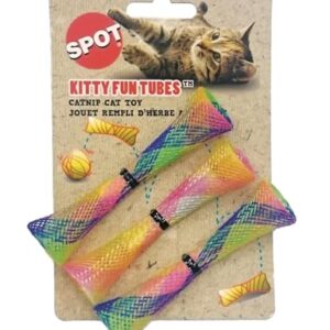 SPOT Ethical Pet Catnip Cat or Kitten Toy, Colorful Fun Tubes. Interactive Bouncy cat Toy, Assorted Color