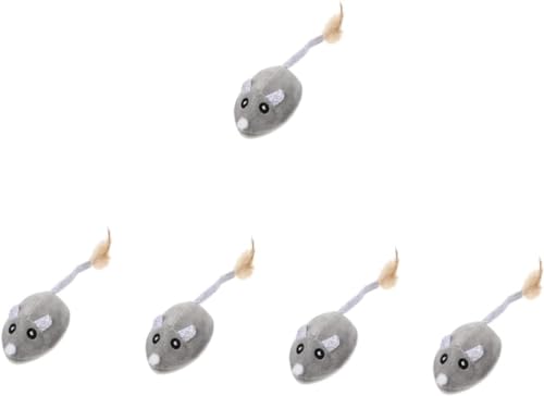 ZoiKoM 5pcs Catnip Toy Kitten Accessories Chew Toys Decked Accessories Kitten Mice Toy Cat Wand Toy Cat Teething Toy Plush Dark Grey Audio Catnip Toy Cat Plaything Stuffed Animal Filling cat Play