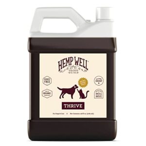 Hemp Well Thrive Pet Oil for Cats and Dogs, Everyday Supplement for Overall Health with Omega 3, Supports Hip, Joint, and Heart Health, Organically Sourced - Gallon