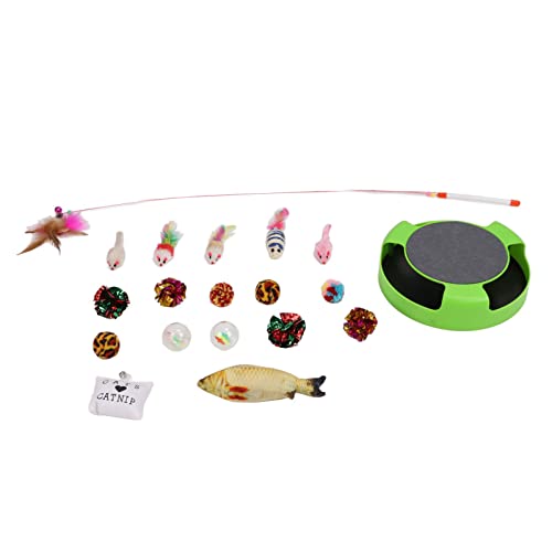 COSMICROWAVE 19pcs Cat Mouse Catching Toys Automatic Cat Toys, Smart Interactive Cat Toy, Pet Cat Toy Set, Scratching Mouse Plate Toy, with Catnip, Indoor Cat Toys