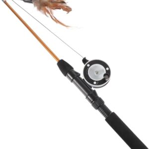 Accessory Toy Toys Cat Teasing Wand Adjustable Fishing Rod Interactive Teaser Wand Kitten Toys Kitten Toys Kitten Toys Kitten Toys Funny Cat Plaything cat play (Color : Feather, Size : 41.5X7X2C
