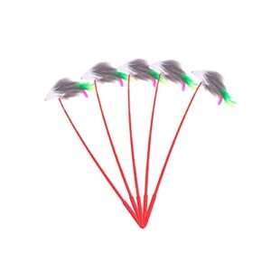 ONURTH Cat Feather Toys, 5pcs Funny Cat Stick Wire Pet Dog Cat Teaser Wand Solid Colourful Dragonfly with Bell for Cats Pet Products (Color : A)