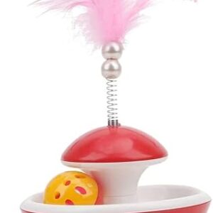 YIRENZUI Interactive Cat Scratcher Toy Feather Sponge Ball Rotating Tumbler Rolling Swing Scratching Balls Pet Products Stimulate The Cat's Curiosity (Color: red )