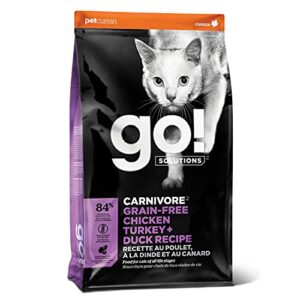 Go! Solutions Carnivore Grain Free Dry Cat Food, 16 lb - Chicken, Turkey + Duck Recipe - Protein Rich Dry Cat Food - Complete + Balanced Nutrition for All Life Stages