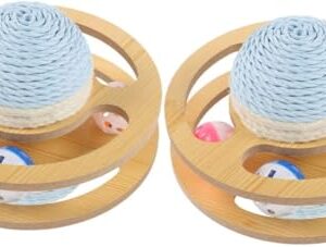 Squeegee Floor Kitten Toys 3pcs Sisal Turntable Toy Wooden Cat Toy Toys cat Play (Color : Assorted Colorx2pcs, Size : 19x19cmx2pcs)