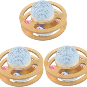 Squeegee Floor Kitten Toys 3pcs Sisal Turntable Toy Wooden Cat Toy Toys cat Play (Color : Assorted Colorx3pcs, Size : 19x19cmx3pcs)