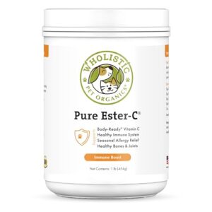 Wholistic Pet Organics Allergy Immune Boost: Vitamin C for Dogs Skin and Coat Supplement - 1 lb - Dog Allergy Relief Medication for Dogs - Dog Itch Relief - Ester C Dogs Supplement and Vitamin Powder