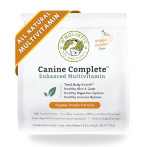 Wholistic Canine Complete with Organic Pumpkin for Dogs - 4 Lb - Dog Vitamins and Supplements with Pumpkin Powder for Digestion, Skin & Coat Health