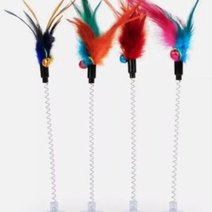 Generic Cat Pet Toys Feathers Floor Suction Cup Bell Teaser, cranberry