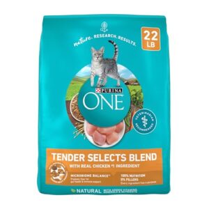 Purna ONE Tender Selects Dry Cat Food for Adult Cats, High Protein Chicken, 100% Complete and Balanced Nutrition, 22 lb Bag