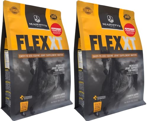 Majesty's Flex XT Wafers - Superior Horse/Equine Joint Support with Increased Supplement Levels - Glucosamine, MSM, Yucca, Vitamin C (Peppermint, 2 Pack(120 Count Total))