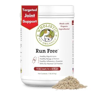 Wholistic Pet Organics Run Free: Dog Joint Health Supplement Glucosamine and Chondroitin Supplement Large Dog and Cats Arthritis Pain Relief with MSM for Mobility and Immune Support