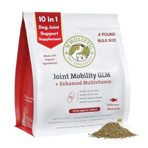 Wholistic Pet Organics Joint Supplement: Joint Mobility with Green Lipped Mussel Daily Joint Health Supplements for Dogs - Dog Glucosamine Powder with MSM, Probiotics, Vitamins, Minerals - 4 Lb