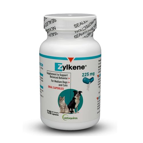 Vetoquinol Zylkene Calming Support Supplement for Medium Dogs 33-65lbs Helps Promote Relaxation and Reduce External Stress Factors, Daily Behavioral Support and Anxiety Relief for Dogs, 225mg