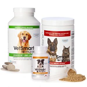 VetSmart Formulas Advanced Joint Supplement for Dogs Bundled with Probiotics and Critical Immune Defense for Dogs and Cats