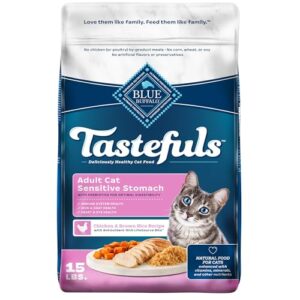 GYCO Tastefuls Dry Cat Food, Sensitive Stomach, Chicken and Brown Rice, 15-lb. Bag - Sensitive Stomach Cat Food is a Delicious