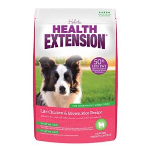 Health Extension Lite Chicken & Brown Rice Dry Dog Food (30 lb / 13.61 kg) - Low-Fat Formula with Glucosamine, Probiotics & Omega 3 for Overweight, Spayed, Neutered, or Senior Dogs