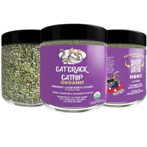 Cat Crack Bulk Catnip 12 Packs, Zoomie-Inducing Cat Nip Blend, North American Made & 100% Natural, Safe & Non-Addictive Catnip Bulk Pack Used to Supplement Cat Products, & Cat Accessories (Organic)