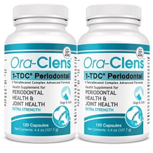 Ora-Clens 1-TDC Periodontal Supplement ES for Dog & Cat, Supports Oral, Hip & Joint Health, Muscle & Stamina Recovery, Skin & Coat Health, 240 Capsules