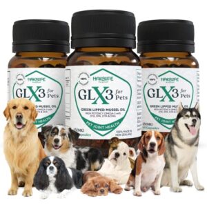GLX3 Green Lipped Mussel Oil for Dogs | Joint & Hip Comfort Omega-3 Supplement | Ideal for All Dog Breeds and Ages | 3 Month Supply, 180 Soft Chews w/Natural Ingredients