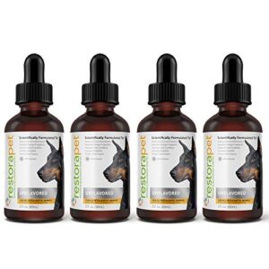 RestoraPet 4-Pack Dog & Cat Unflavored Liquid Multivitamin | Dog Arthritis Pain Relief | Hip&Joint Vitamins for Dogs | Anti Inflammatory Supplement for Dogs & Cats | Organic & Non-GMO, Vet Approved