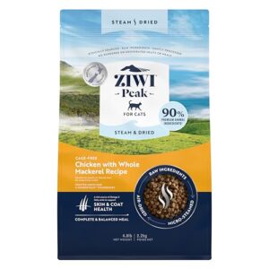 ZIWI Peak Steam & Dried Cat Food – Cage-Free Chicken w/Whole Mackerel - High Protein, Skin & Coat Health, Low Carb, for All Life Stages (78.4oz)