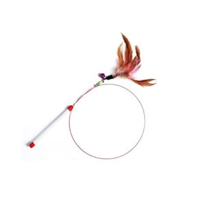 ONURTH Cat Feather Toys, 90cm Cat Toys Cat Teaser Wire Fish Funny Cat Rod Fishing Cat Rod Feather Bell Funny Cat Stick Pet Interactive Replaceable Head (Size : Feather)