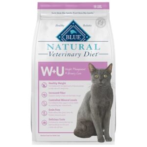 Blue Buffalo Natural Veterinary Diet W+U Weight Management + Urinary Care Dry Cat Food, Veterinarian Prescription Required, Chicken, 16-lb. Bag