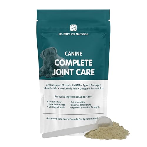 Dr. Bill's Canine Complete Joint Care (340g) - Hip and Joint Supplement for Dogs - MSM, Turmeric, Green Lipped Mussel Extract, Collagen, Hyaluronic Acid, Omega 3 – Pet Supplement