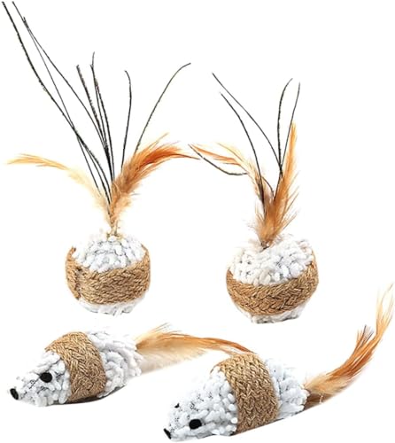 Whipin Plush Toys Kitten Toys 4pcs Play Cat Toy Funny Teaser Animals Tail Mice Plush Accessories Kitten Interactive Creative Playing Props Pussycat Chew Toys Scrump Plush Toys (Color : Assorted