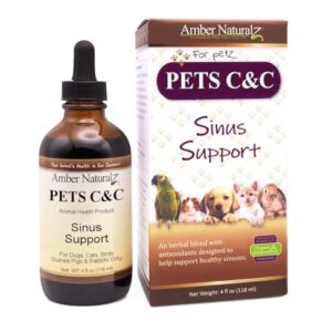 Amber NaturalZ Pet C&C Herbal Supplement for Dogs, Cats, Birds, Guinea Pigs, and Rabbits | Pet Herbal Supplement for Healthy Sinus | 4 Fluid Ounce Glass Bottle |Manufactured in The USA