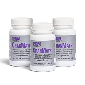 PRN Pharmacal CranMate Cranberry Supplement - Chewable Cranberry Extract Nutritional Supplements for Dogs & Cats - Cranberry Urinary Tract Health - 60 Chew Tabs (3 Pack)