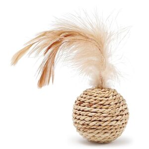 TARVIT Cat Trees Cat Toy Pet Rattan Ball Cat Toy Funny Faux Feather Cat