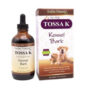 Amber NaturalZ Tossa K Kennel Bark Herbal Supplements for Dogs and Puppies | Canine Herbal Blend for Respiratory Health | 4 Fluid Ounce Glass Bottle | Globally Sourced Ingredients | Made in The USA