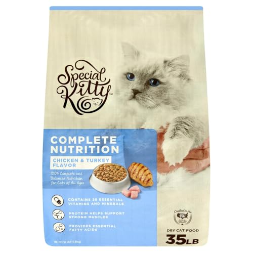 Complete Nutrition Formula Dry Cat Food, Chicken & Turkey Flavor, Kibble Dry Cat Food for Cats, 35 lb