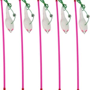 Whipin Kitten Toys Kitten Toys Kitten Toys Cat Mice Toys 5pcs Stick for Teaser Attachments Training Catcher Kitten Plush Color Interactive Toy Random Cat Funny Wand Kitten Toys Toys Toys Toys