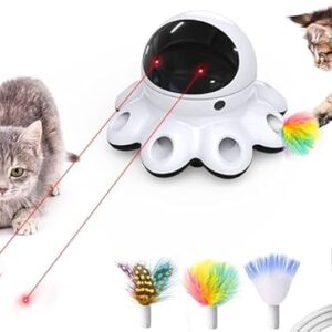 EKeSa Cat Laser Toy, 2-in-1 Interactive cat Toy, Suitable for Indoor Cats, Automatic Laser Pointer cat Toy, 8-Hole Mouse Hitting mole Moving Feather, Electronic Kitten Toy, Suitable for All Breeds