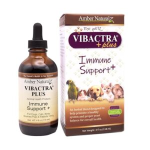 Amber NaturalZ Vibactra Plus Herbal Supplement for Dogs, Cats, Birds, Guinea Pigs, and Rabbits | Herbs for Immune Health and Yeast Balance | 4 Fluid Ounce Glass Bottle | Manufactured in The USA