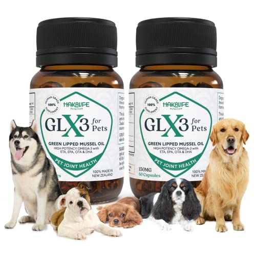 GLX3 Green Lipped Mussel Oil for Dogs | Joint & Hip Comfort Omega-3 Supplement | Ideal for All Dog Breeds and Ages | 2 Month Supply, 120 Soft Chews w/Natural Ingredients