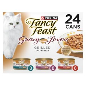 Purina Fancy Feast Gravy Lovers Poultry and Beef Grilled Gourmet Wet Cat Food Variety Pack - (Pack of 24) 3 oz. Cans