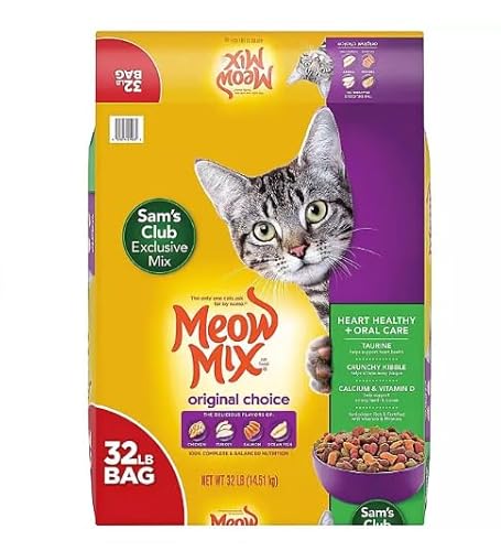 Grocerama Meo'w Mix Original Choice Dry Cat Food, Heart Healthy & Oral Care Formula (32 lbs.)