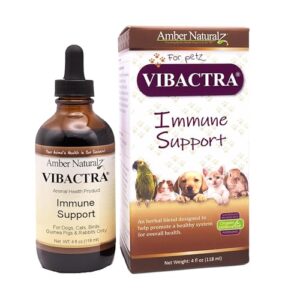 Amber NaturalZ Vibactra Immune Support Herbal Supplement for Dogs, Cats, Birds, Guinea Pigs, and Rabbits | Pet Herbal Blend for Overall Health | 4 Fluid Ounce Glass Bottle | Manufactured in The USA